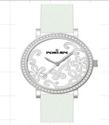 [PE255W Watches] PE255W, Watches S. Steel case,  Quartz ,  crystal,  white leather strap 