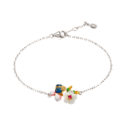 [B2872 Eden] B2872,  Bracelet,  Sterling Silver 925,  Gold & Rhodium Plated,  White Shell,  Fresh Water Pearl,  Cubic Zirconia,  Enamel,  Length 16, 17, 18 cm