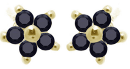 [V5194 Studs Gemstone Daisy] V5194, Earrings Silver 925,  Black Sapphire,  IPGold