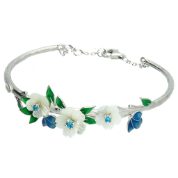 [B2985 Eden] B2985, Bracelet, Sterling Silver 925, White Shell, Cubic Zircon, Enamel