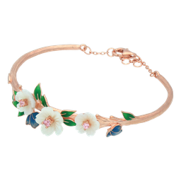 [B2984 Eden] B2984, Bracelet Sterling Silver 925,Rose Gold Plated,White Shell,Cubic Zirconia,Enamel