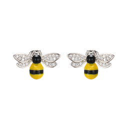 [V5811 Eden] V5811, Earrings, Sterling Silver 925, Rhodium Plated,  Cubic Zirconia, Enamel