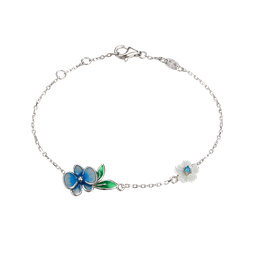 [B2878 Eden] B2878, Bracelet, Sterling Silver 925, Rhodium Plated, White Shell, Cubic Zirconia, Enamel, Length 16,17,18 cm 