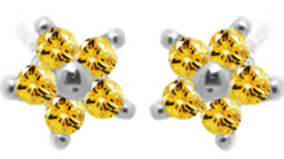 [V5193 Studs Gemstone Daisy] V5193, Earrings Silver 925,  Citrine