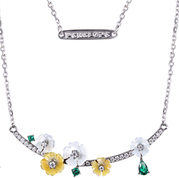 [N4886 Eden] N4886, Necklace Silver 925,  White CZ,  Green Spinel ,  Shell Flower