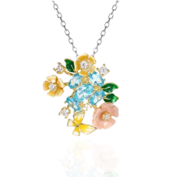 [N5306 Eden] N5306, Necklace Silver 925,  Yellow&Pink Shell,  CZ