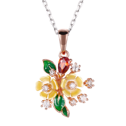 [N5304 Eden] N5304 Necklace Silver 925, Yellow Shell, Zircon