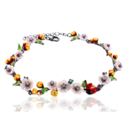 [B2640 Eden] B2640, Bracelet Silver 925, Green Spinel, Amethyst CZ, White CZ, Pink Shell