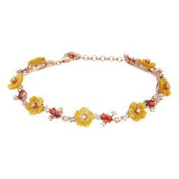 [B2980 Eden] B2980, Bracelets, Sterling Silver 925, Cubic Zirconia, Shell flower ,Enamel ,Rose Gold Plated 