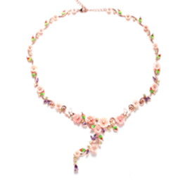 [N5309 Eden] N5309, Necklace Silver 925,  Pink Shell,  Amethyst,  CZ