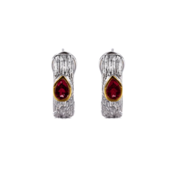 [V5646 Garden of Babylon] V5646,Earrings, Sterling Silver 925,Gold & Black Plated 925,Garnet 