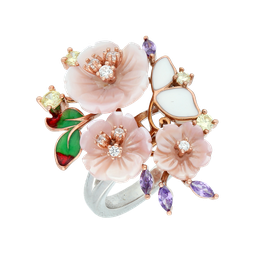 [U4126 Eden] U4126, Ring, Sterling Silver 925, Cubic Zirconia, Shell flower ,Enamel ,Rose Gold  & Rhodium Plated