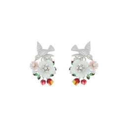 [V5582 Eden] V5582, Earrings Silver 925 , Pink Shell, White Shell , White CZ