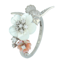 U4003, Ring Silver 925 , Pink Shell, White Shell, White CZ