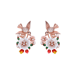 [V4879 Eden] V4879, Earrings Silver 925 ,  Pink Shell,  White Shell ,  White CZ