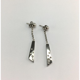 [V3660 Stainless Steel EXTRA] V3660, Earrings S. Steel 316L,  White Crystal