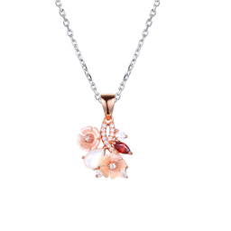 [N4922 Eden] N4922, Necklace Silver 925,  Zircon ,  Shell flower