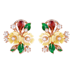 [V5379 Eden] V5379, Earrings Silver 925,  Yellow Shell,  Zircon