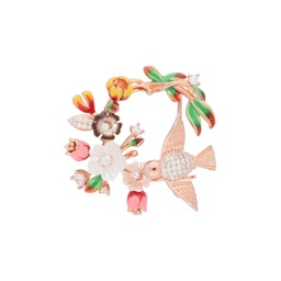 [A1246 Eden] A1246, Brooch Silver 925, White CZ,  Shell flowers & Enamel