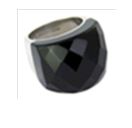 [U3030 Stainless Steel] U3030, Ring S. Steel 316L,  Faced Black Crystal