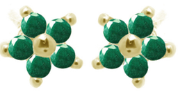 [V5190 Studs Gemstone Daisy] V5190, Earrings Silver 925,  Emerald,  IPGold