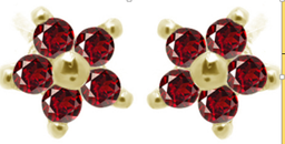 [V5186 Studs Gemstone Daisy] V5186, Earrings Silver 925,  Garnet,  IPGold