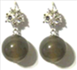 [V3838 Fantasy] V3838, Earrings Silver. 925,  Grey Agate& White Zircone Stone