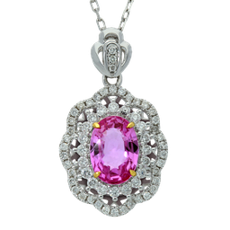 [NGD743151 Gold & Diamond] NGD743151,Necklace,Gold 18K , 2.3 gr,Diamond 0.30ct,SI,GF, Pink Sapphire  0,875ct