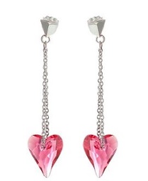 [V3318 Shining Crystals] V3318, Earrings Silver 925 Indian Pink color Crystal