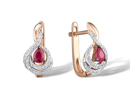[EDG392162 Gold & Diamond DIVY19] EGD392162 Earrings 14K,3.1g,Dia,0.172ct,I,I,J,78pcs,Ruby,0.35ct,2pcs