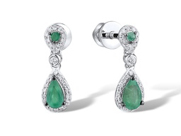 [EDG287168 Gold & Diamond DIVY19] EGD287168 Earrings 14K,1.9g,Dia,0.141ct,I,I,J,60 pcs,Emerald,0.406ct,4 pcs