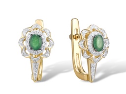 [EDG409171 Gold & Diamond DIVY19] EGD409171 Earrings 14K,2.6g,Dia,0.155ct,I,J,50 pcs,Emerald,0.312ct,2 pcs