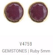 [V4759 Studs Gemstone L] V4759, Earrings Silver 925,  Indian Ruby
