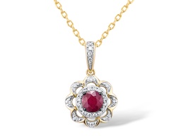 [NGD328155 Gold & Diamond DIVY19] NGD328155 Necklace 18K,2.14g,Dia,0.087ct,I,J,28 pcs,Ruby,0.32ct,1pcs