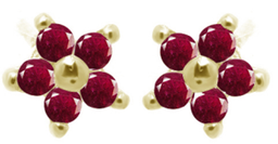[V5191 Studs Gemstone Daisy] V5191, Earrings Silver 925,  Indian Ruby,  IPGold