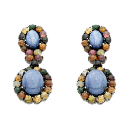 [V5824 Limited Edition] V5824,Earrings, Silver 925, Black Rhodium Plated, Natural Turmaline, Natural Kayenite
