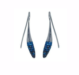 [V2977 Shining Crystals,] V2977, Earrings Silver. 925,  Jet Hematite &Capri Blue Crystal
