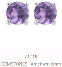 [V4749 Studs Gemstone XL] V4749, Earrings Silver 925 , Amethyst