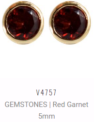 [V4757 Studs Gemstone L] V4757, Earrings Silver 925, Garnet