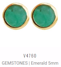 [V4760 Studs Gemstone L] V4760, Earrings Silver 925, Emerald