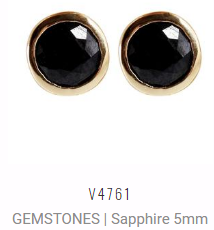 [V4761 Studs Gemstone L] V4761, Earrings Silver 925, Black Sapphire