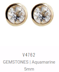 [V4762 Studs Gemstone L] V4762, Earrings Silver 925, Aquamarine