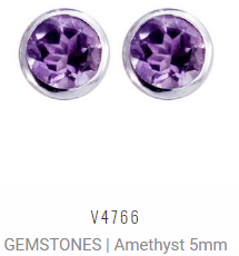 [V4766 Studs Gemstone L] V4766, Earrings Silver 925, Brazil Amethyst