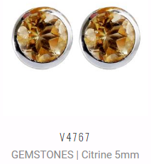 [V4767 Studs Gemstone L] V4767, Earrings Silver 925, Citrine