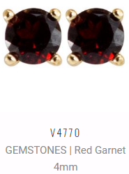 [V4770 Studs Gemstone M] V4770, Earrings Silver 925, Garnet