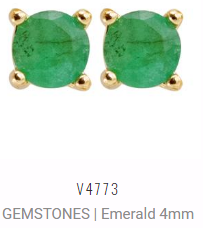 [V4773 Studs Gemstone M] V4773, Earrings Silver 925, Emerald