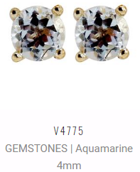 [V4775 Studs Gemstone M] V4775, Earrings Silver 925, Aquamarine
