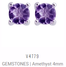 [V4779 Studs Gemstone M] V4779, Earrings Silver 925, Brazil Amethyst