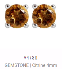 [V4780 Studs Gemstone M] V4780, Earrings Silver 925, Citrine
