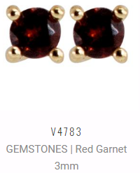[V4783 Studs Gemstone XS] V4783, Earrings Silver 925, Garnet